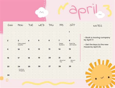 Cute Illustration Calendar Templates