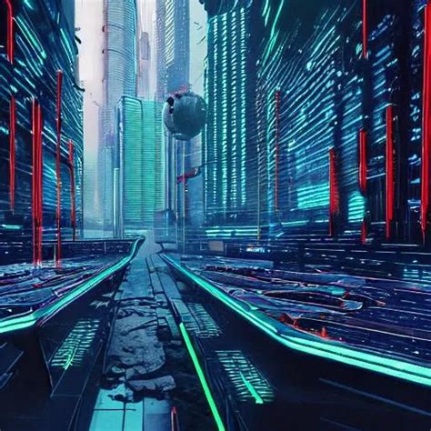 Cyberpunk cityscape at night