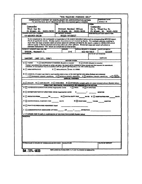 DA Form 5960 Example 6