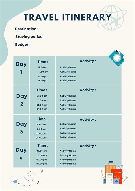 Daily Itinerary Template