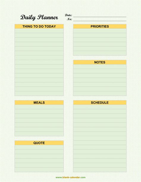 Daily Planner Template Excel 1