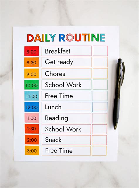 Description of Daily Schedule Printables