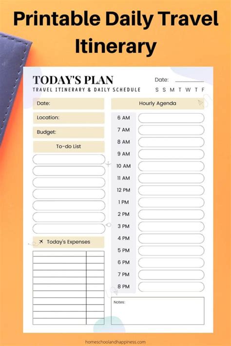 Daily trip itinerary template