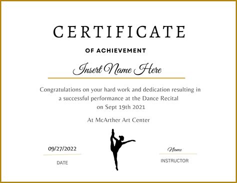 Dance Participation Certificates