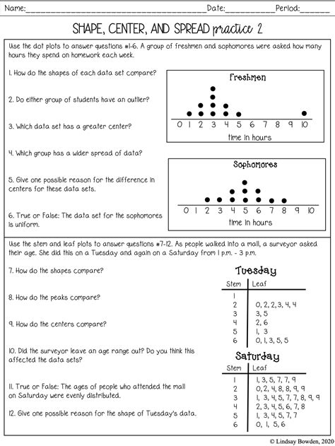 Data analysis worksheets