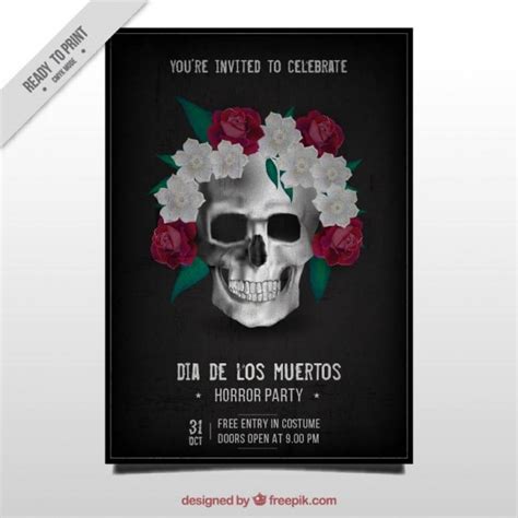 Day of the Dead brochure template with traditional imagery