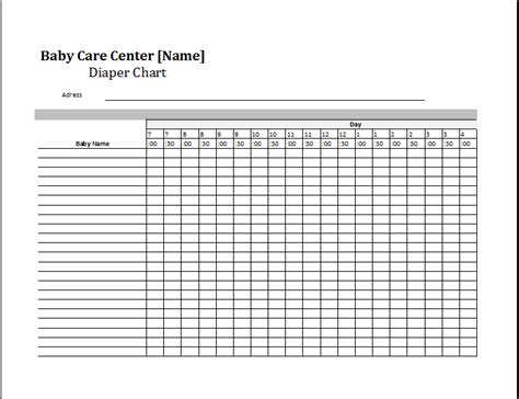 Daycare Diaper Change Log Document