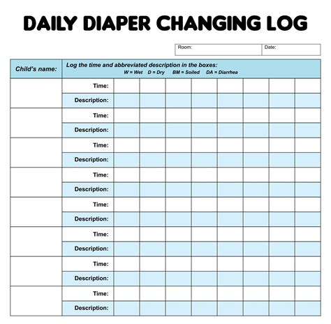 Daycare Diaper Change Log Example