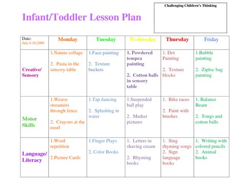 Daycare Lesson Plans