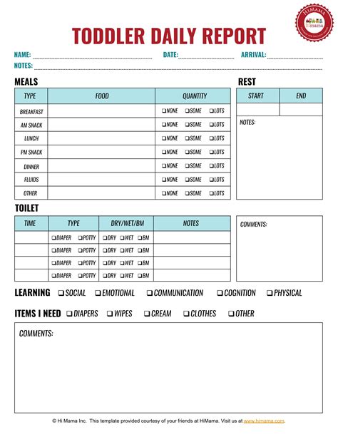 Daycare Templates for Excel Image