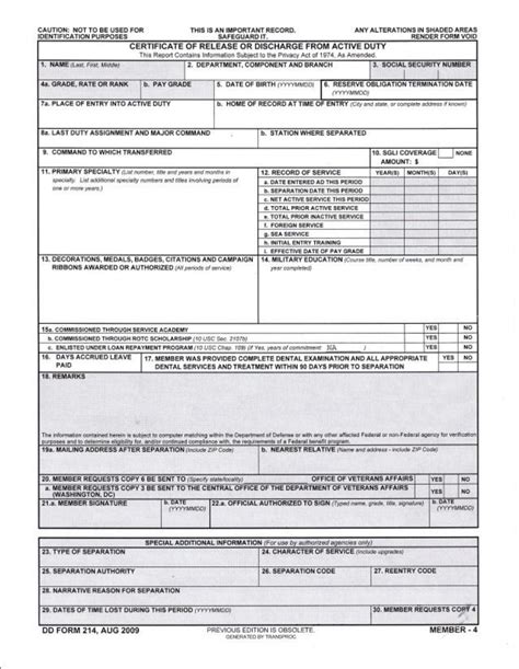 DD214 Form Template 3