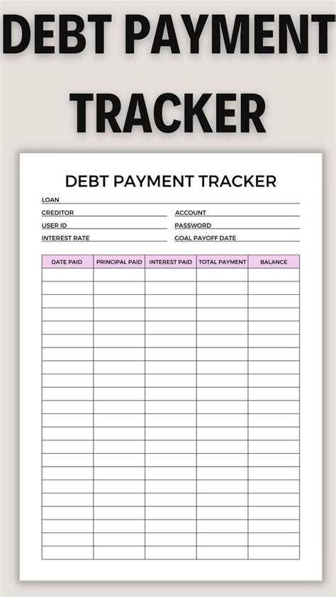 Debt Payoff Tracker Printable Template