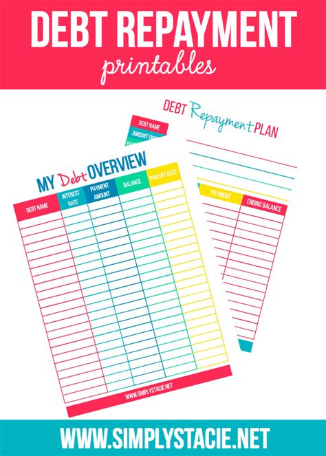 Debt repayment printables example