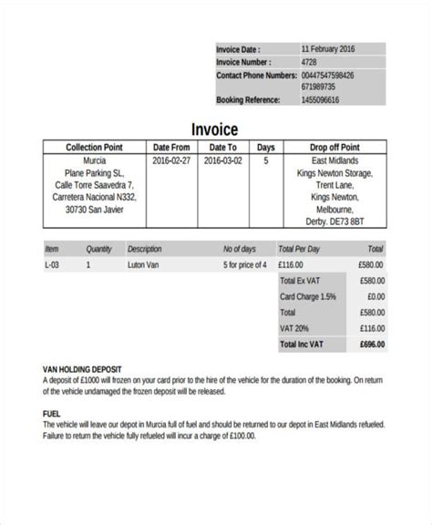 Deposit Invoice Examples