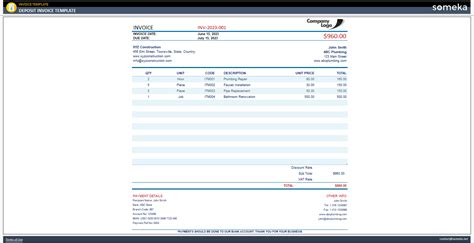 Deposit Invoice Software