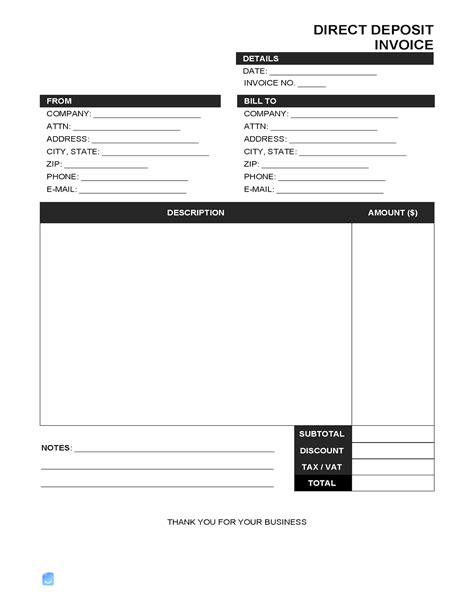 Deposit Invoice Template Design