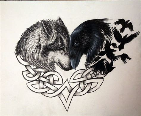 Design Ideas for Wolf Raven Tattoos