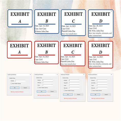 Designing exhibit stamp templates