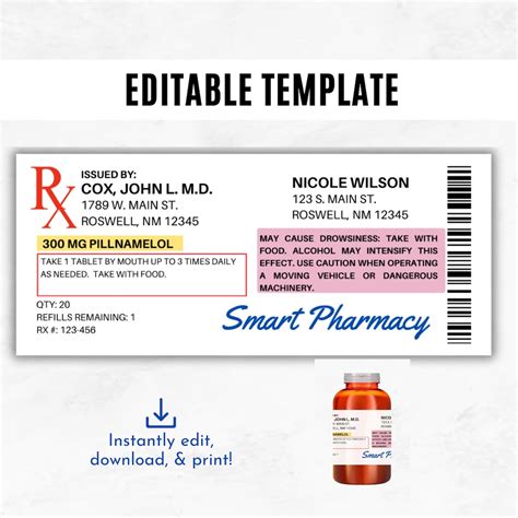 Design principles for pill label templates