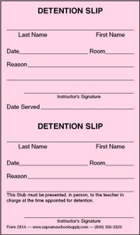 Detention slips template