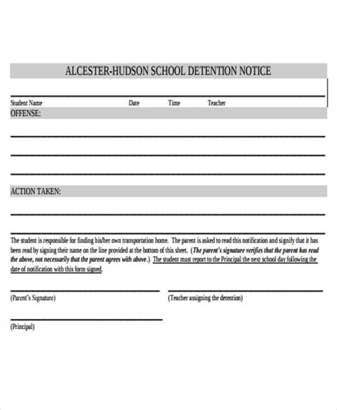 Description of Detention Template 6