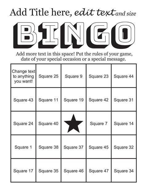 Digital bingo templates