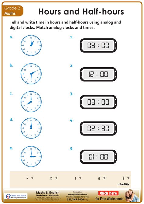 Digital Clock Worksheets