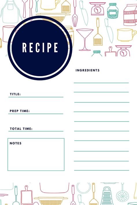 Digital Recipe Card Templates