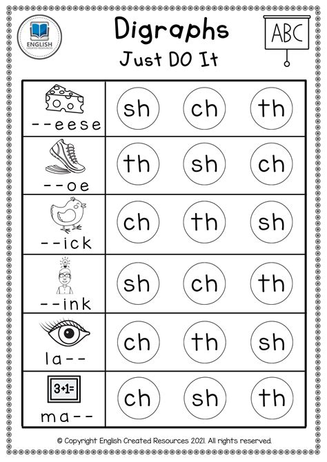 Digraph Worksheets for Practice