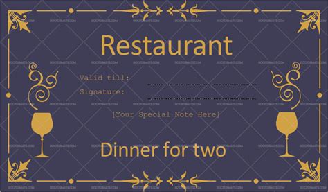 Dinner Certificate Templates