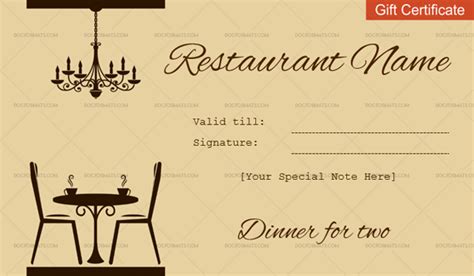 Dinner Certificates Templates PDF