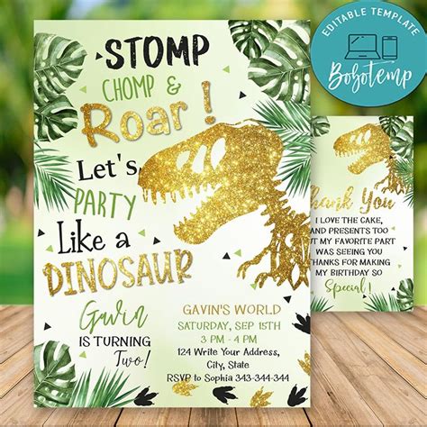 Dino Digital Invitations