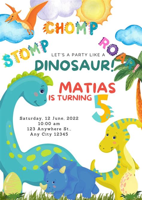 Dinosaur Birthday Invitation