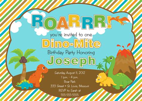 Dinosaur Themed Party Invitations