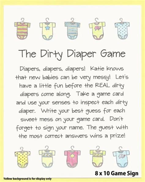 Dirty Diaper Game Free Template