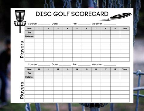 Disc Golf Scorecard Example