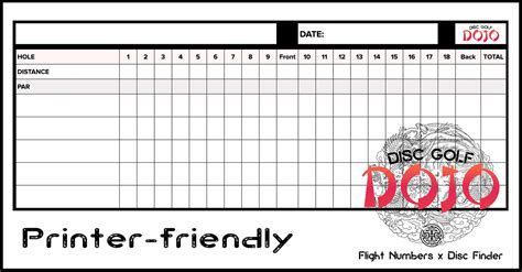 Disc Golf Scorecard Template Layout