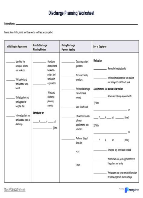 Discharge Planning Template