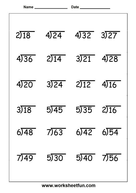 Division Worksheets for Grade 4