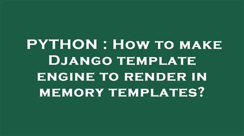 Django Template Engine