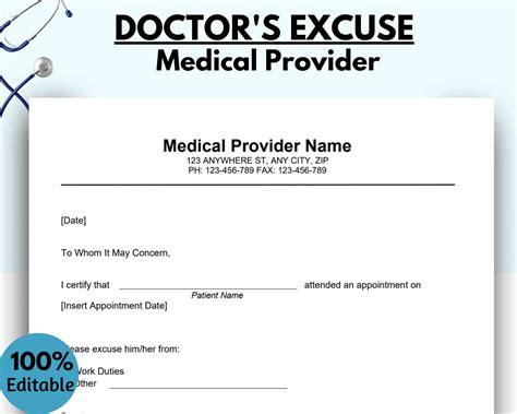 Doctor Excuse Template 1