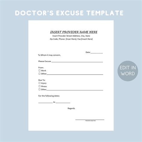 Doctor Excuse Template 6