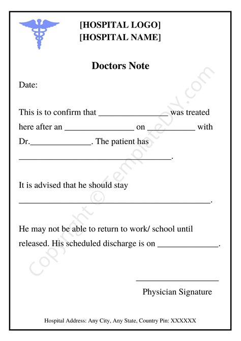 Doctor's Note Templates for Education