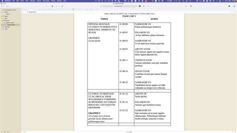 Documentary shot list templates