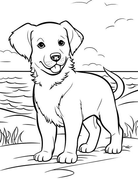 Dog beach coloring page