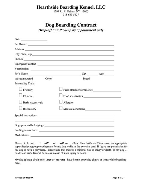 Dog Boarding Contract