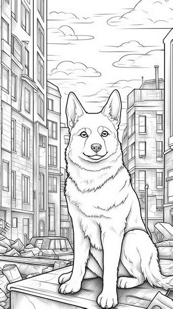 Dog city coloring page