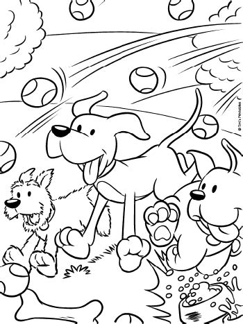 Dog park coloring page