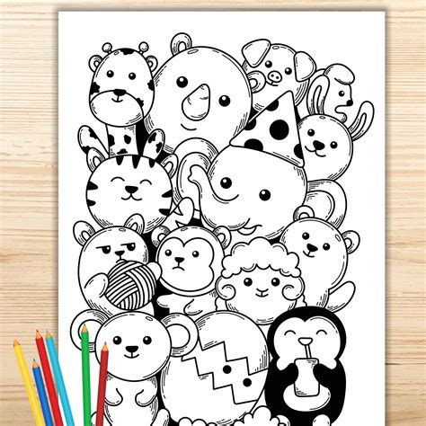 Doodle Coloring Pages Animals