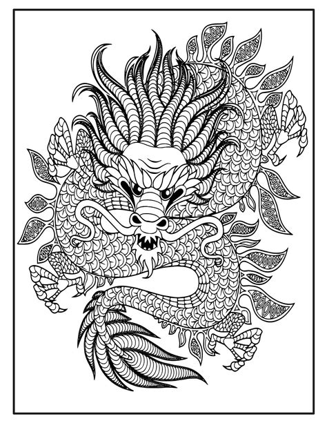 Dragon coloring pages with patterns